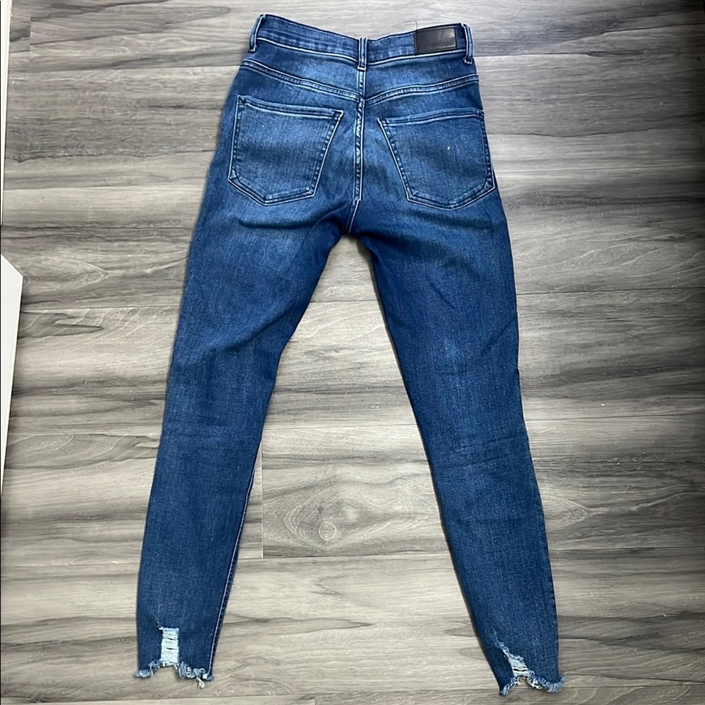 Express High Rise Distressed Blue Jeans - Picture 2 of 3